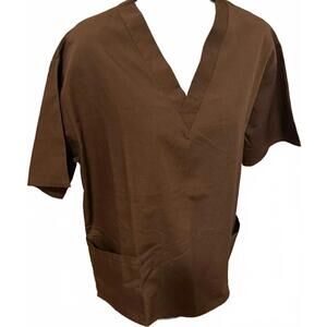 NATURAL UNIFORMS WOMENS SCRUB‎ TOP EXTRA SMALL BROWN NEW